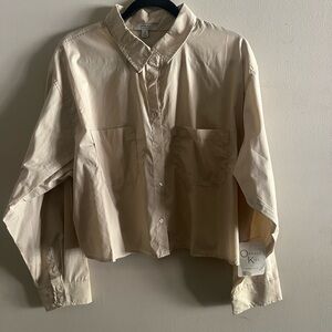 Orange Kiss Women’s Crop Button-Up Shirt Size XL NWT